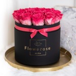 Koralowe wieczne róże czarny flowerbox CLASSIC L  